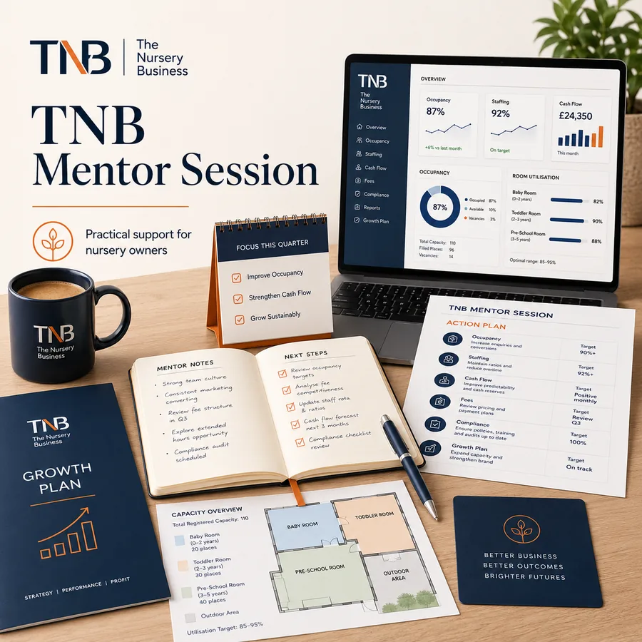 The Nursery Business working desk with commercial review documents